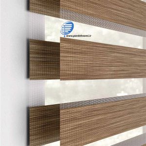 پرده زبرا طرح چوب قهوه ای روشن کد Nz010 9 8